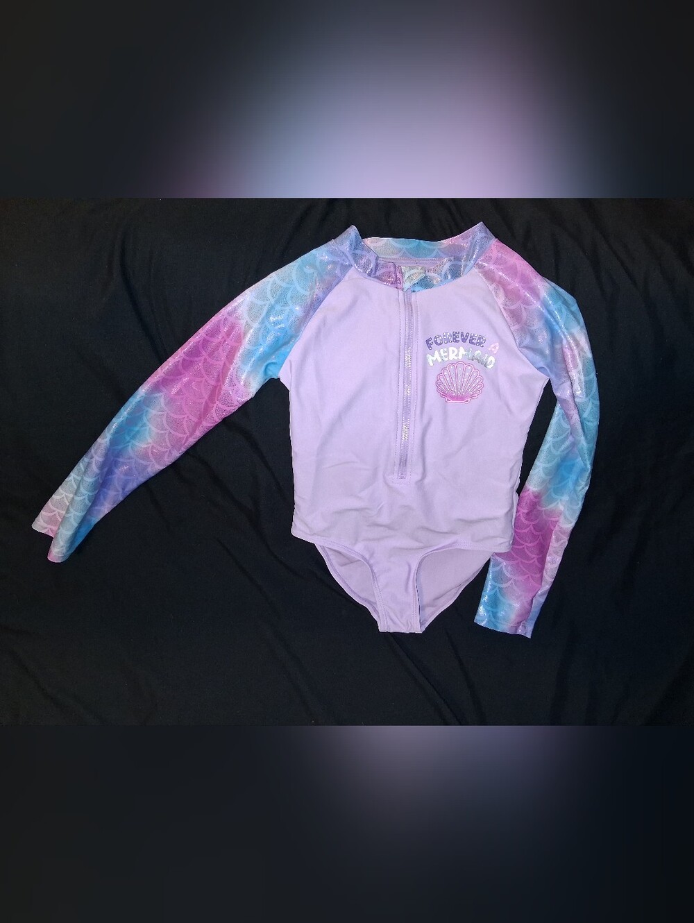Lavender Pastel Mermaid Rash Guard Swimsuit - Pink, Purple, Blue